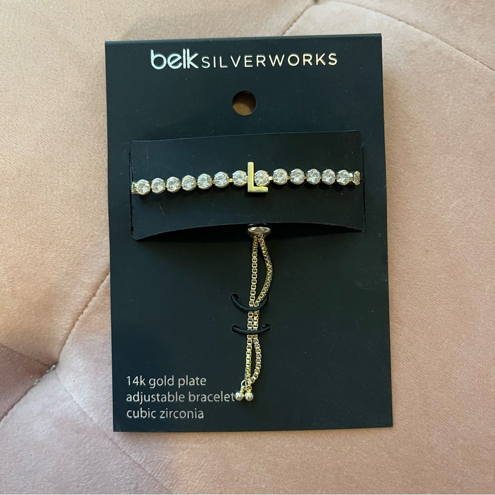 NWT Belk Initial L Rhinestone Bracelet